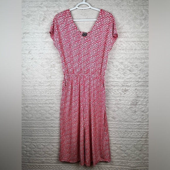 CLARA SUN WOO Jumpsuit Small Red White Geometric Print, Fun and Comfy Romper - Picture 1 of 16